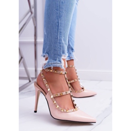 Tacones altos Vices para mujer, lacado en polvo con tachuelas Valenti Jets rosa 1