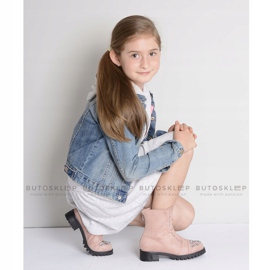 Botines para niños Lu Boo con circonita cúbica rosa empolvado LittleCarrie rosado 4