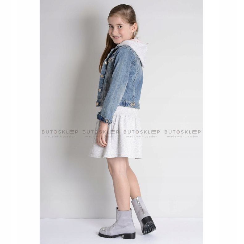 Botines Infantiles Lu Boo Gris con Circonita LittleCarrie 1