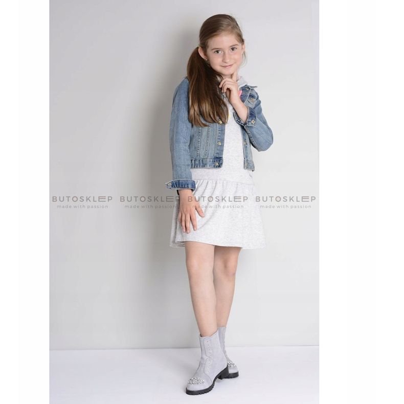 Botines Infantiles Lu Boo Gris con Circonita LittleCarrie 2