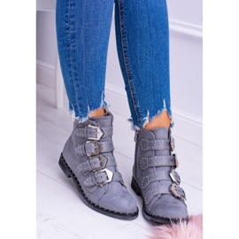 Lu Boo Botas gris oscuro Virginia Rock Star Rivets Buckles Suede 2 Lu Boo Botas gris oscuro Virginia Rock Star Rivets Buckles Suede 2