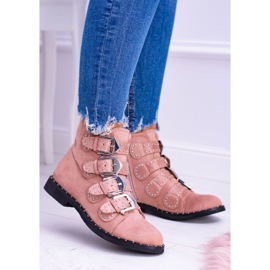Lu Boo Pink Boots Virginia Rock Star Remaches Hebillas Ante rosado 3