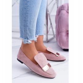 Mocasines de mujer con placa Golden Lordsy Lu Boo Harlem rosado 1