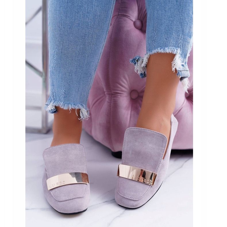 Mocasines de mujer gris con placa Golden Lordsy Lu Boo Harlem 2