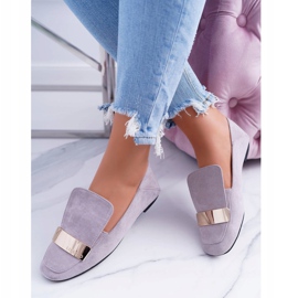 Mocasines de mujer gris con placa Golden Lordsy Lu Boo Harlem 3