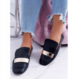 Mocasines de Mujer Lu Boo Black Grain con un plato Harlem negro 2 Mocasines de Mujer Lu Boo Black Grain con un plato Harlem negro 2