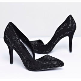 Vices Santee de diamantes de imitación asimétricos de ante negro para mujer 4