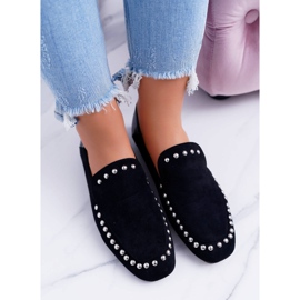 Bailarinas negras de Lu Boo para mujer con diamantes de imitación Planta negro 2