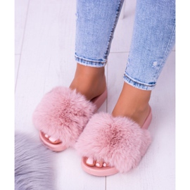 Zapatillas de mujer Lu Boo con piel de piel rosa Xxl rosado 2