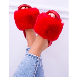 Pantuflas de mujer Lu Boo Red con piel de piel Xxl rojo 7