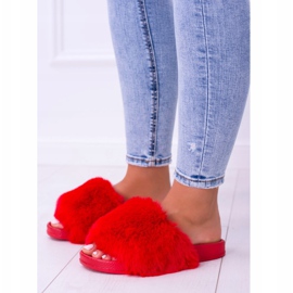 Pantuflas de mujer Lu Boo Red con piel de piel Xxl rojo 4