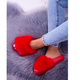 Pantuflas de mujer Lu Boo Red con piel de piel Xxl rojo 5