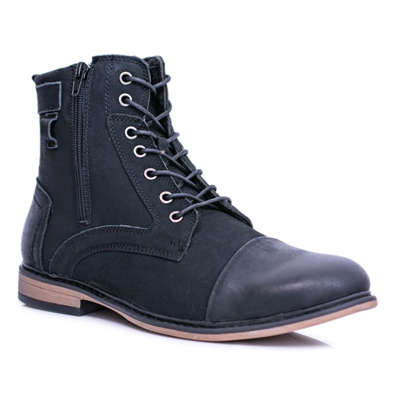 EVE Botas cálidas de cuero para hombre con cremalleras Grendy negro 1