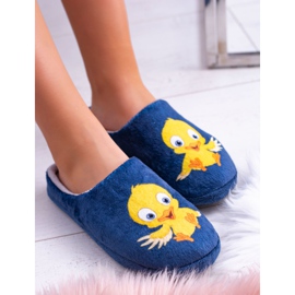 Dreex - Pantuflas calientes domésticas para mujer con un pájaro azul marino 2 Dreex - Pantuflas calientes domésticas para mujer con un pájaro azul marino 2
