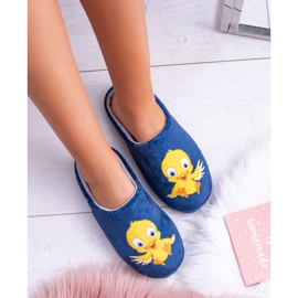 Dreex - Pantuflas calientes domésticas para mujer con un pájaro azul marino 1 Dreex - Pantuflas calientes domésticas para mujer con un pájaro azul marino 1