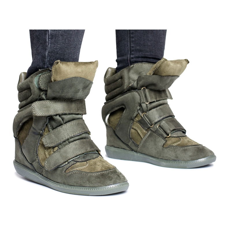 Zapatillas de Mujer Lu Boo con Ante con Velcro Oliva Alexis verde 1