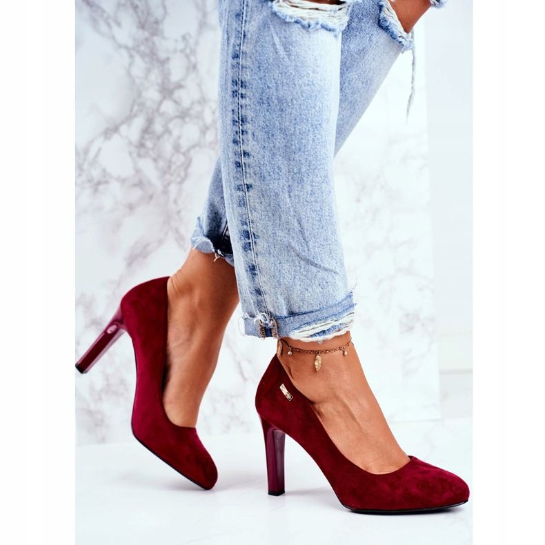 Zapatos de salón de ante burdeos para mujer en una barra Sergio Leone Campbell rojo 2