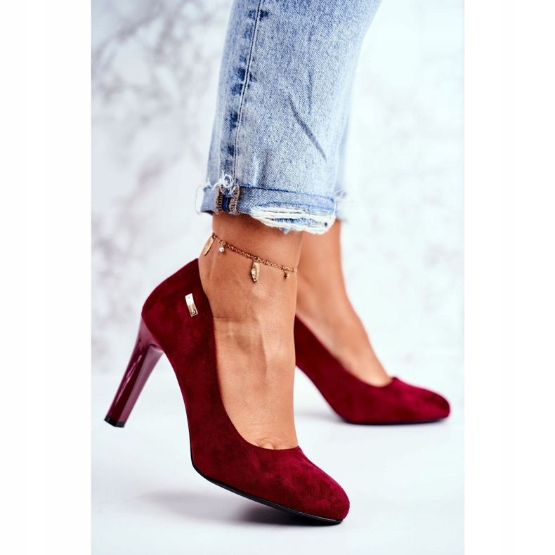 Zapatos de salón de ante burdeos para mujer en una barra Sergio Leone Campbell rojo 1