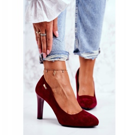 Zapatos de salón de ante burdeos para mujer en una barra Sergio Leone Campbell rojo 3