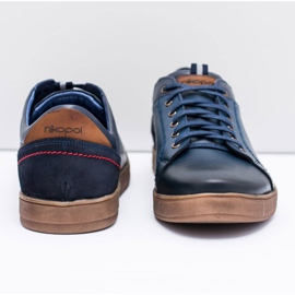 Zapatillas Deportivas Hombre Piel Azul Marino Nikopol Design 8