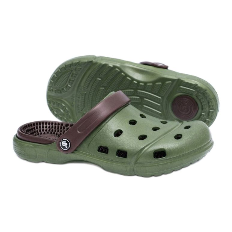 Flameshoes Pantuflas de jardín para hombre Kroks Eva Green marrón verde 1