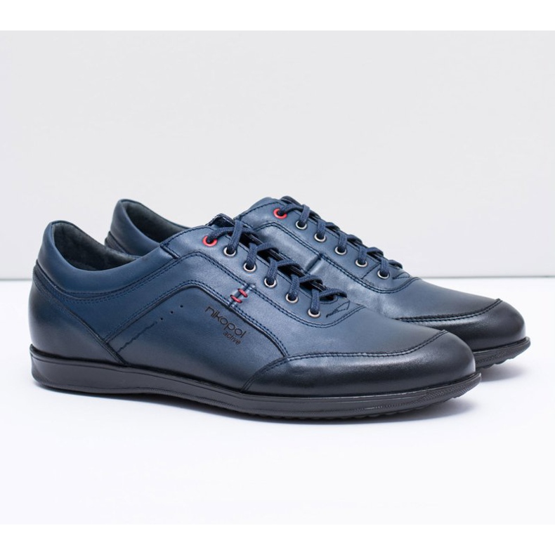 Zapatos Hombre Piel Azul Marino Nikopol Casual Polver 1