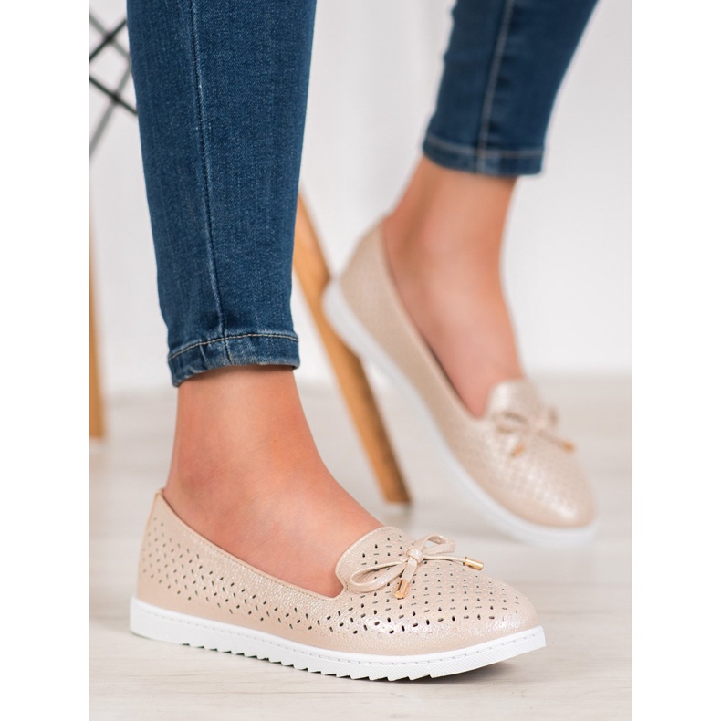 Weide Mocasines calados con purpurina marrón 1