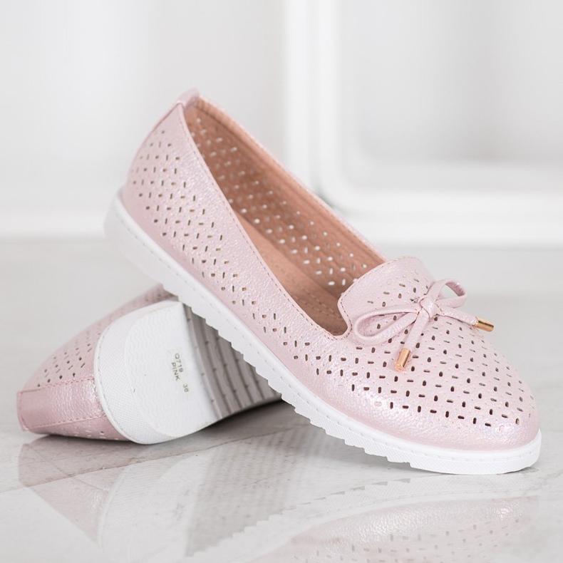 Weide Mocasines calados con purpurina rosa 1