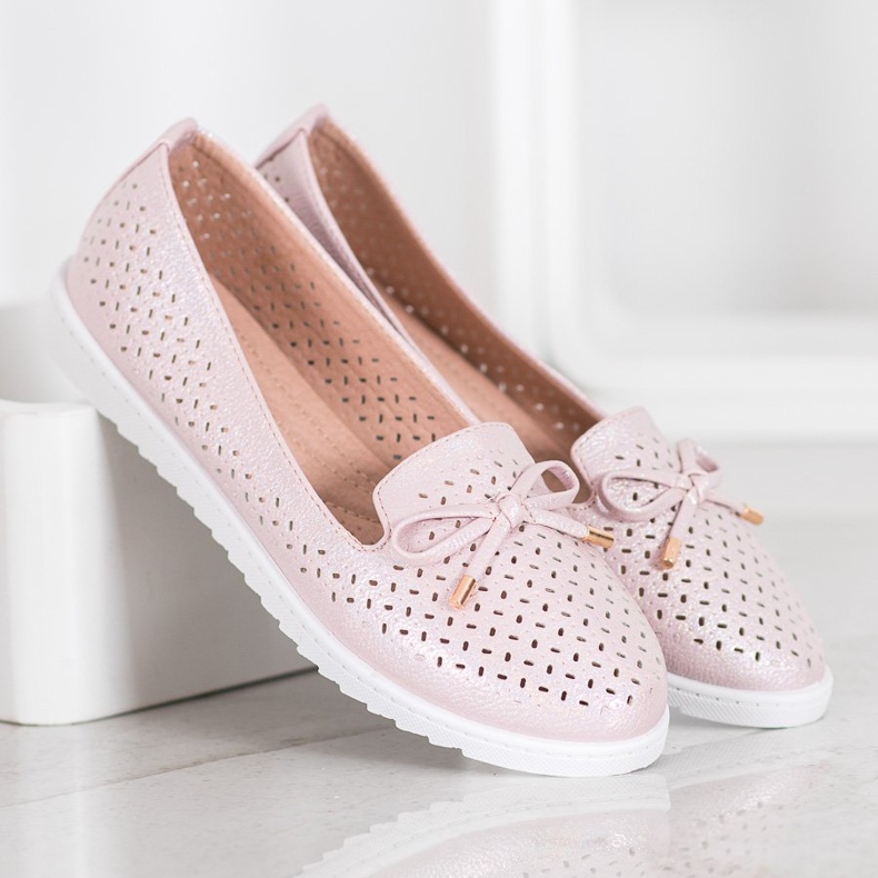 Weide Mocasines calados con purpurina rosa 2