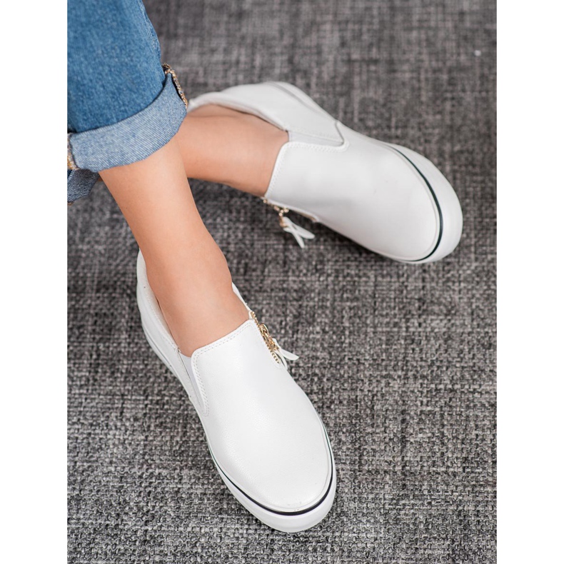 SHELOVET Slipons blancos con cremallera 1