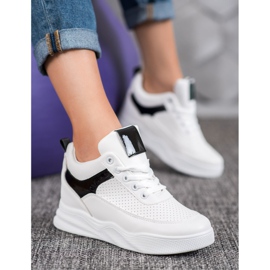 Renda Zapatillas de cuero ecológico blanco 5