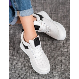 Renda Zapatillas de cuero ecológico blanco 1