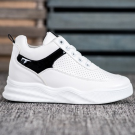 Renda Zapatillas de cuero ecológico blanco 4