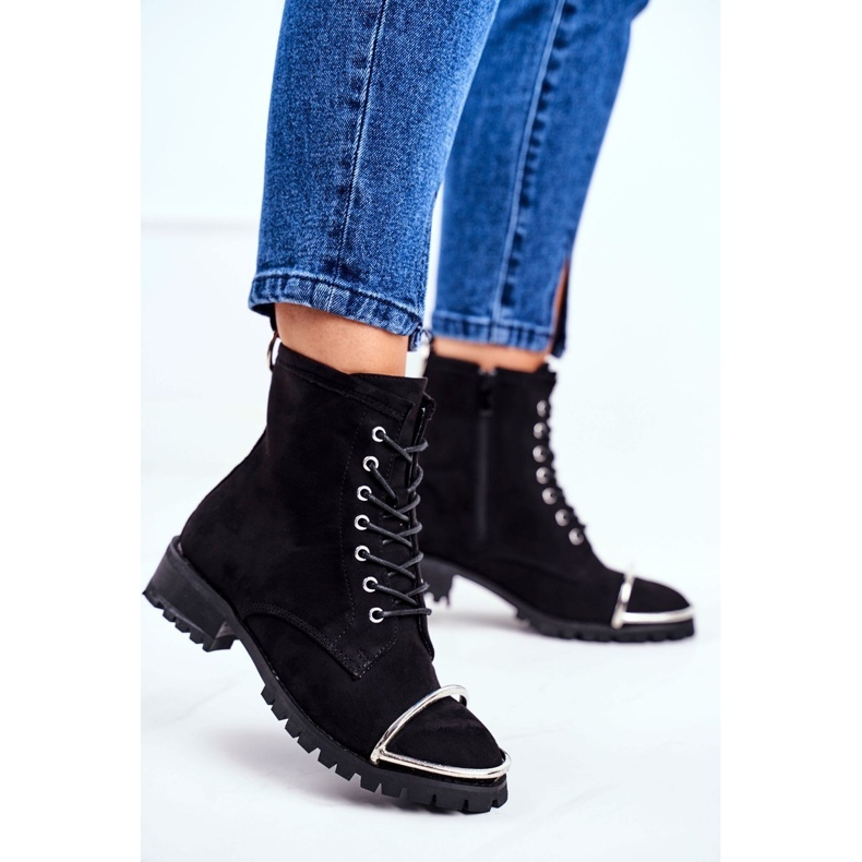 Botas de mujer Lu Boo Black Suede Workers con estructura Steel Jacksy negro 1