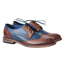 Zapatos elegantes de hombre de cuero azul marino Nikopol Mortes marrón 8
