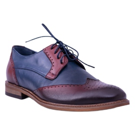 Zapatos elegantes de hombre de cuero azul marino Nikopol Mortes marrón 7