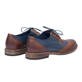 Zapatos elegantes de hombre de cuero azul marino Nikopol Mortes marrón 2