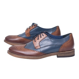 Zapatos elegantes de hombre de cuero azul marino Nikopol Mortes marrón 4