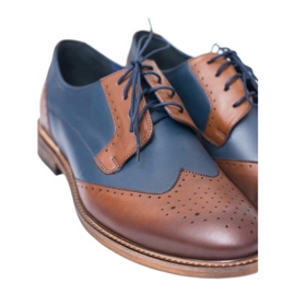 Zapatos elegantes de hombre de cuero azul marino Nikopol Mortes marrón 6
