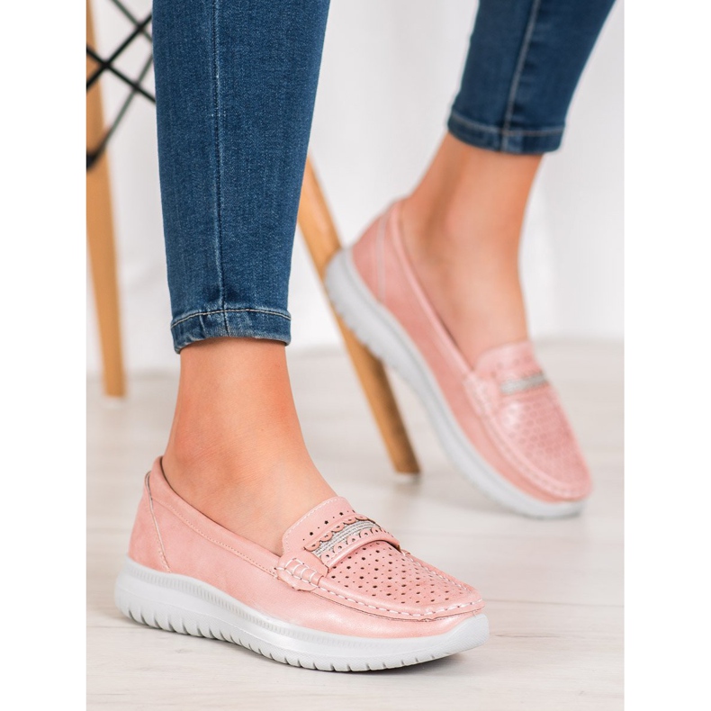 Small Swan Mocasines en la plataforma rosado 2