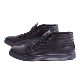 KENT Zapatillas de cuero para hombre Torres negras negro 4