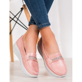 SHELOVET Mocasines cómodos en la plataforma rosa 2