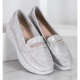 SHELOVET Mocasines cómodos en la plataforma gris 1