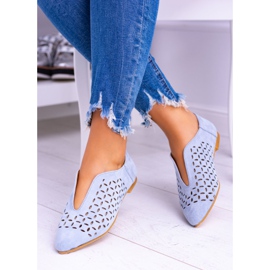 Zapatos sin cordones Synthia de ante azul Lu Boo para mujer 3