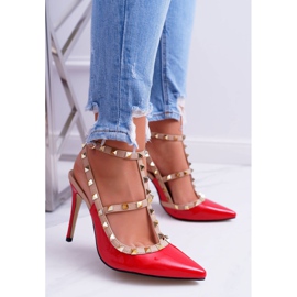 PV1 Tacones altos Vices de mujer, lacados, rojos, con chorros de Valenti marrón amarillo 1 PV1 Tacones altos Vices de mujer, lacados, rojos, con chorros de Valenti marrón amarillo 1