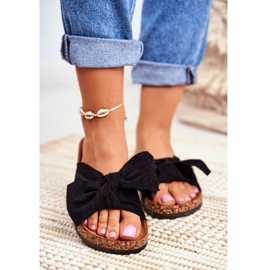 PS1 Pantuflas De Mujer Con Lazos De Corcho Wendy Negro 3