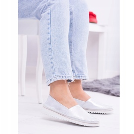 Butmil Zapatos sin cordones de cuero plateado para mujer Frela gris 2