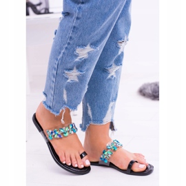 Pantuflas de tanut con lentejuelas negras elegantes de Lu Boo negro 2