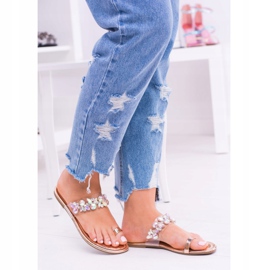 Lu Boo Pantuflas Doradas Elegantes Lentejuelas Tanut dorado 3