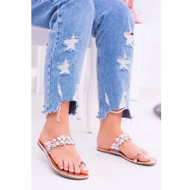 Lu Boo Pantuflas Doradas Elegantes Lentejuelas Tanut dorado 1